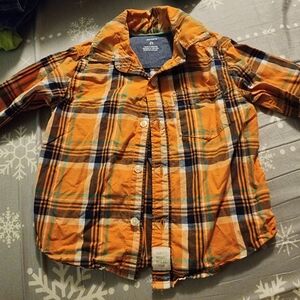 Carter's Bright Orange Plaid Button-Up Shirt